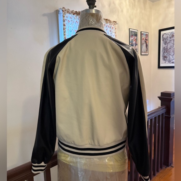 By Anthropologie Colorblock Faux Leather Bomber Jacket - Picture 4 of 11